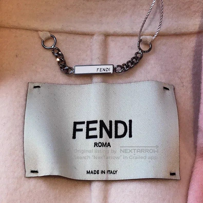 Fendi Fendi Pink wool coat, double-sided wool, leather carved po Size 4XL / US 24-26 - 7 Thumbnail