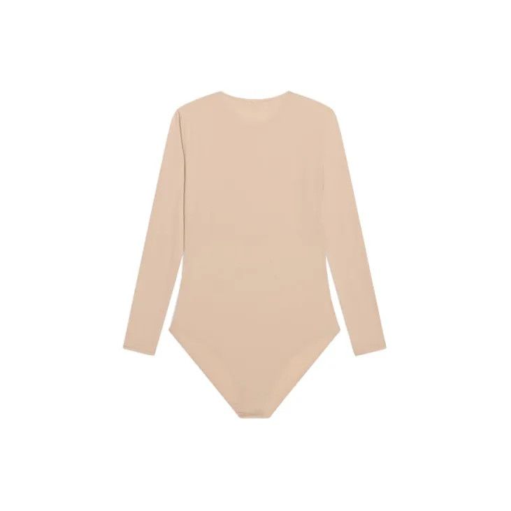 Balenciaga o1bcso1str1024 Bodysuit Long Sleeve Top in Beige Size L / US 10 / IT 46 - 2 Thumbnail