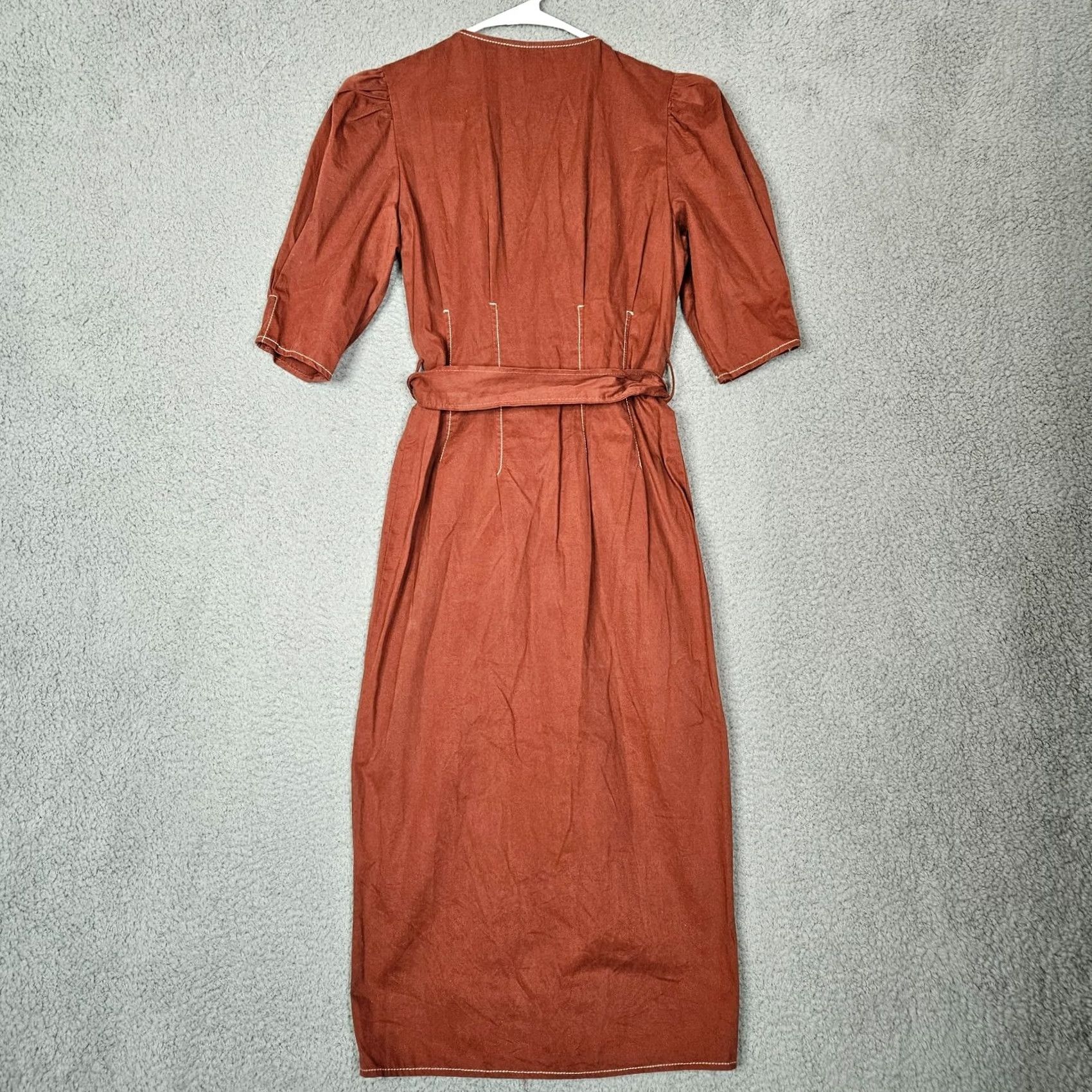 Asos ASOS Women’s Rust Utility Midi Dress Tie Waist Button Front Pockets XS US 0 Dress Size XS / US 0-2 / IT 36-38 - 2 Thumbnail