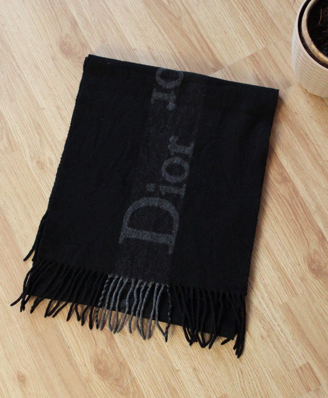 Pre-owned Christian Dior Monsieur X Dior Christian Dior Cashmere Wool Reversible Scarf In Black