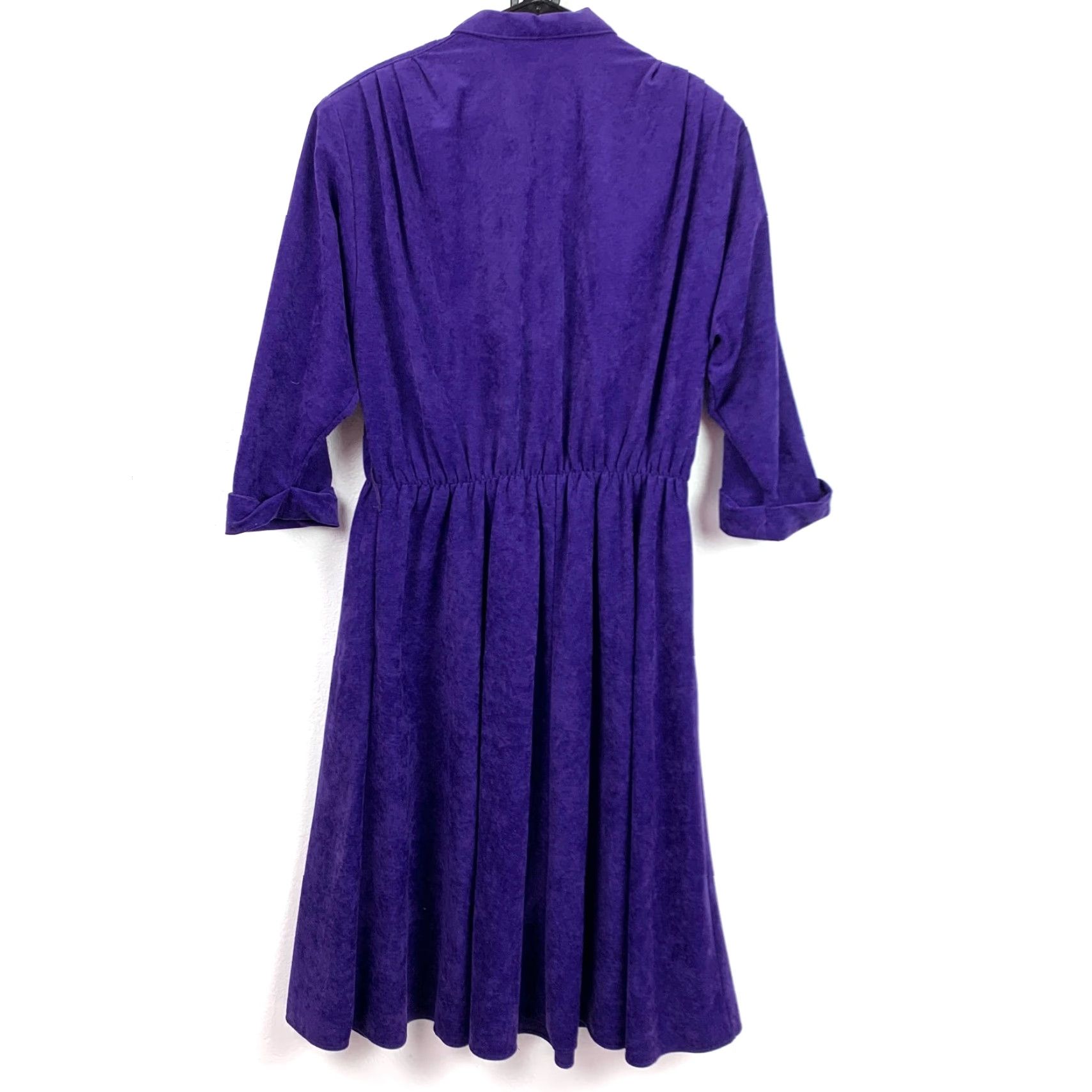 Vintage VINTAGE SL Fashions Faux Suede Deep Purple Button Shirt Dress 20W Plus 1980s 80s Day Dress Womens Size XXS / US 00 / IT 34 - 6 Thumbnail