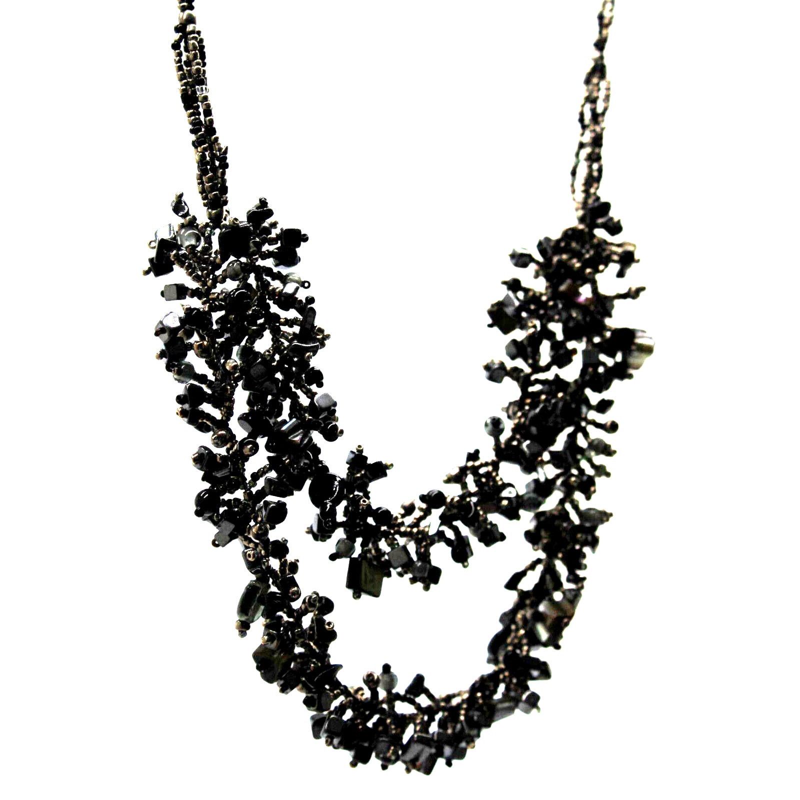 Other Black Onyx Abalone Nugget Bib Necklace • Golden • Iridescent Size ONE SIZE - 1 Thumbnail