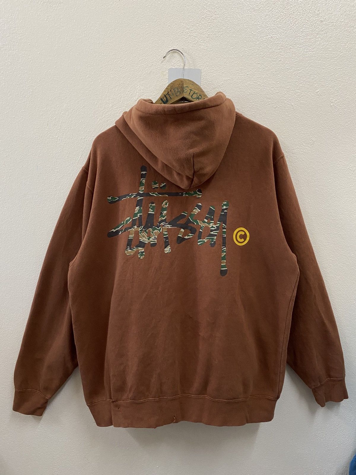 Stussy Vintage Stussy Big Logo Brown Hoodie Pullover Size US XL / EU 56 / 4 - 1 Thumbnail