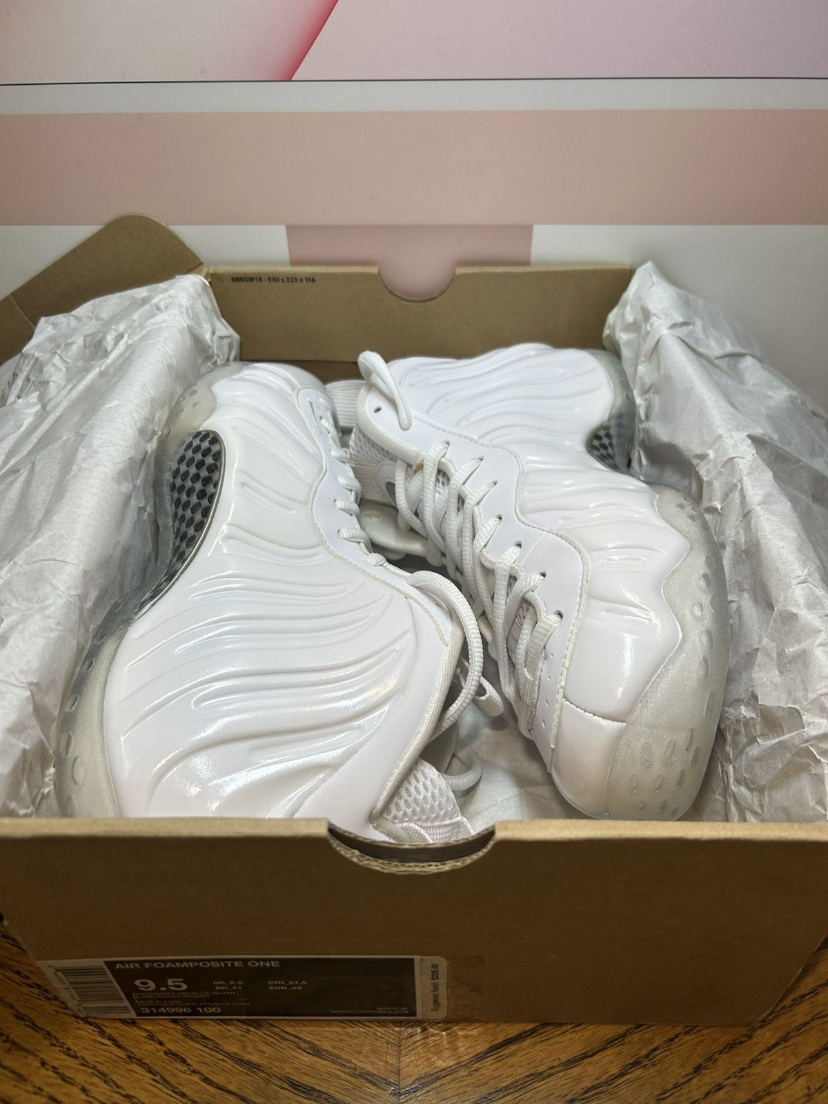 Nike Size 9.5 - Nike Air Foamposite One White-Out 2013 NO YELLOW Size US 9.5 / EU 42-43 - 4 Thumbnail