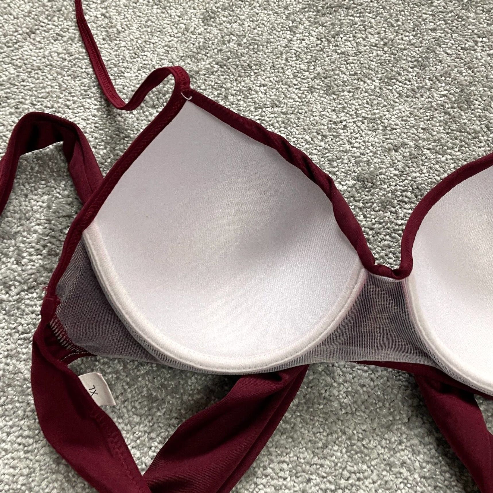 Vintage Unbranded Swimwear Bikini Top Womens XL Maroon Solid Push Up Underwired Beach Shirt? Size XL / US 12-14 / IT 48-50 - 7 Thumbnail