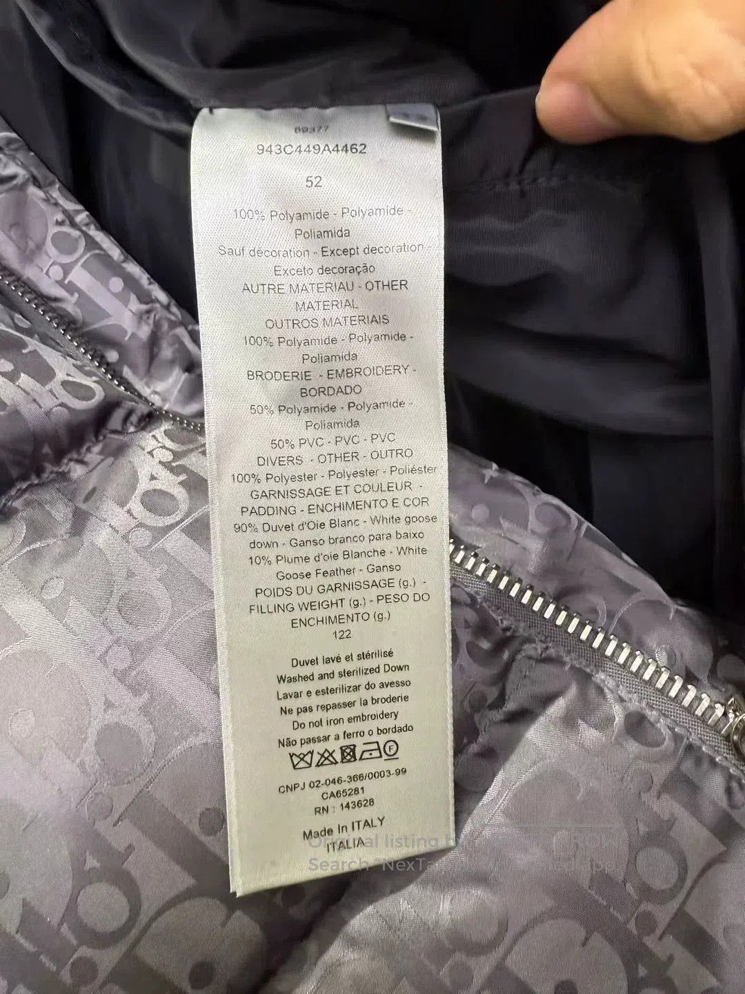 Dior dior logo down jacket in smoky color. Size US XL / EU 56 / 4 - 3 Thumbnail