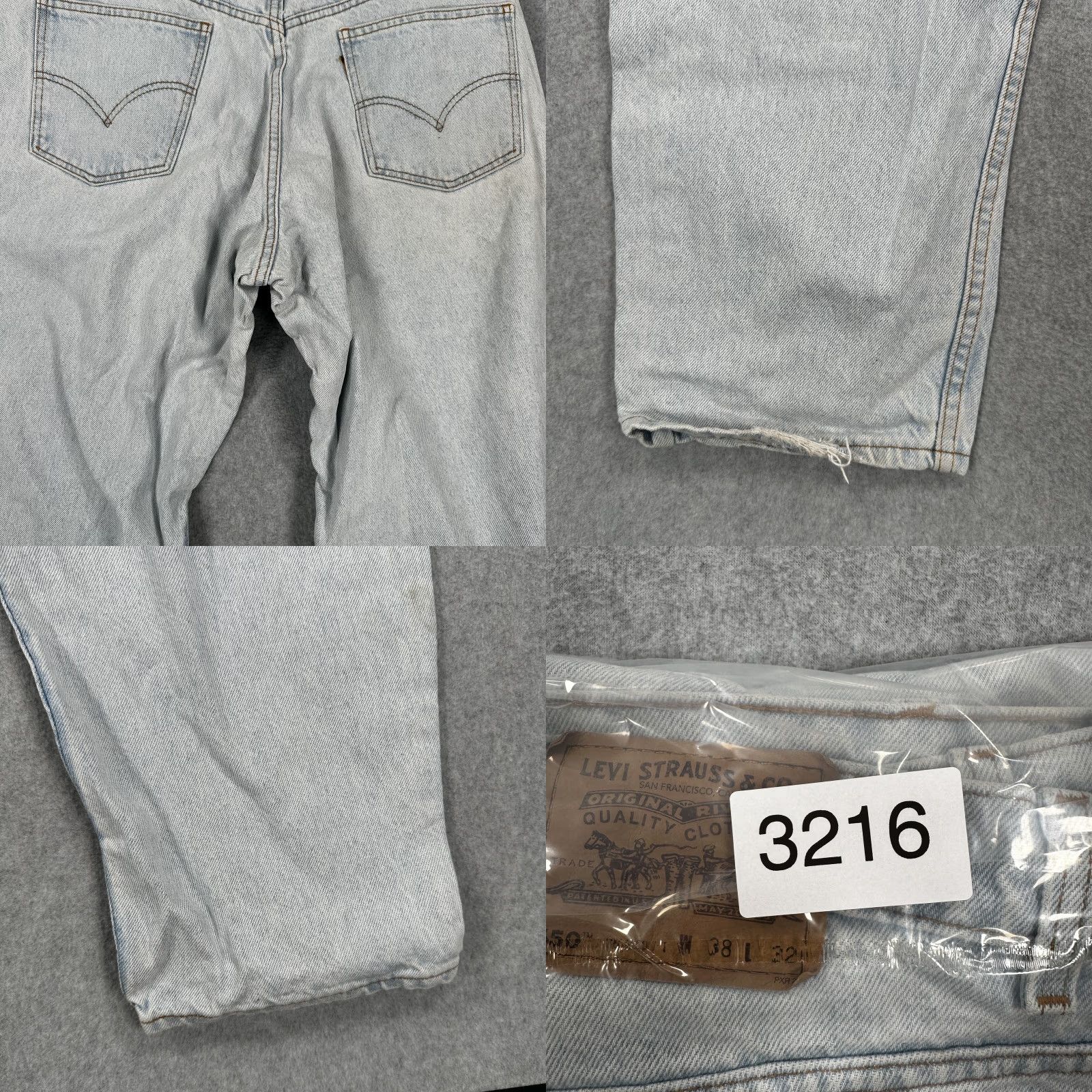 Levi's VINTAGE Levis 550 Jeans Mens 38x32 Light Wash Blue Relaxed Distressed Stained Grunge 90s Size US 38 / EU 54 - 10 Thumbnail