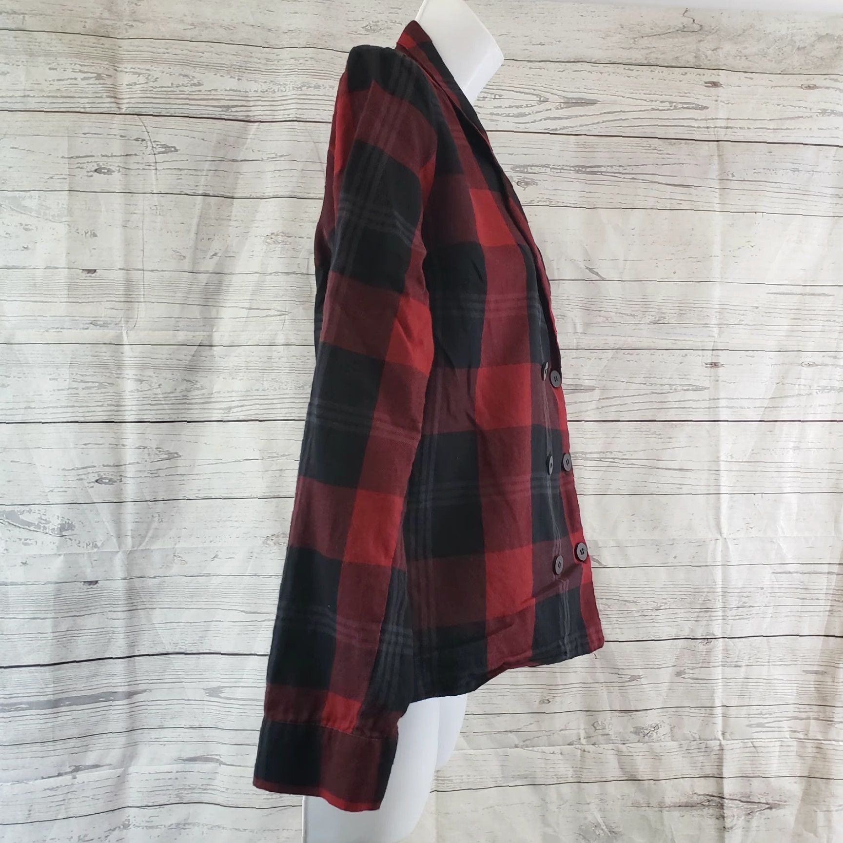 Zara Zara Womens Top Blouse Plaid Button Front Long Sleeve Size M Black Red Cotton Shirt Womens Size M / US 6-8 / IT 42-44 - 3 Thumbnail