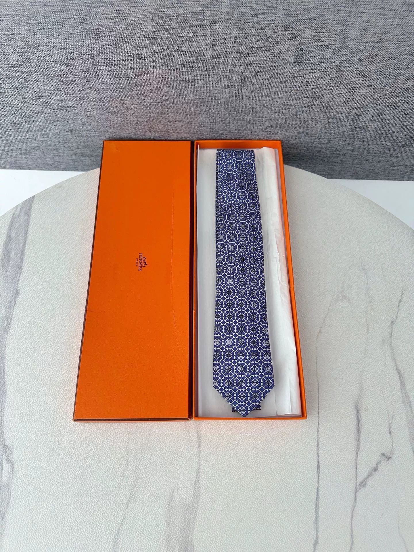 Hermes Hermes Classic Printed Silk Tie Size ONE SIZE - 1 Thumbnail