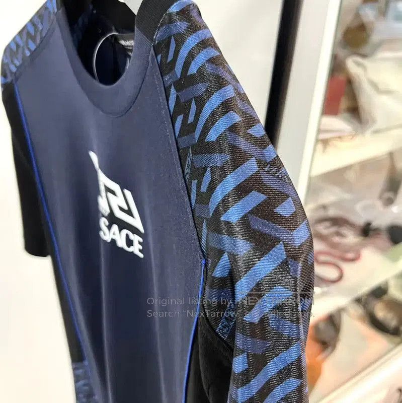 Versace Versace Men's Summer Dark Blue Cotton Blend T-shirt . Size US M / EU 48-50 / 2 - 7 Thumbnail