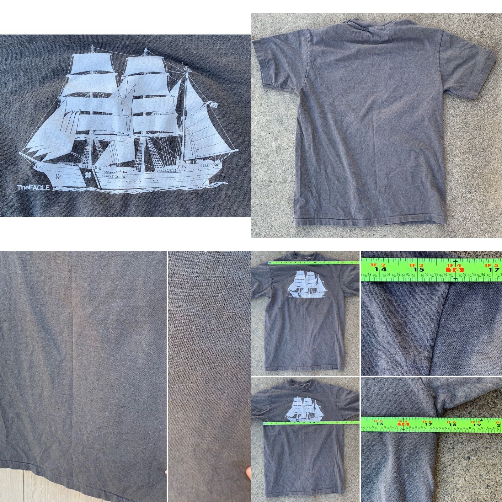 Hanes Vintage Hanes The Eagle Coast Guard T Shirt Tall Ship Made In USA M Gray 100% Cotton Men Graphic Tee 1980s Classic Sportswear/Beach Size US M / EU 48-50 / 2 - 8 Thumbnail