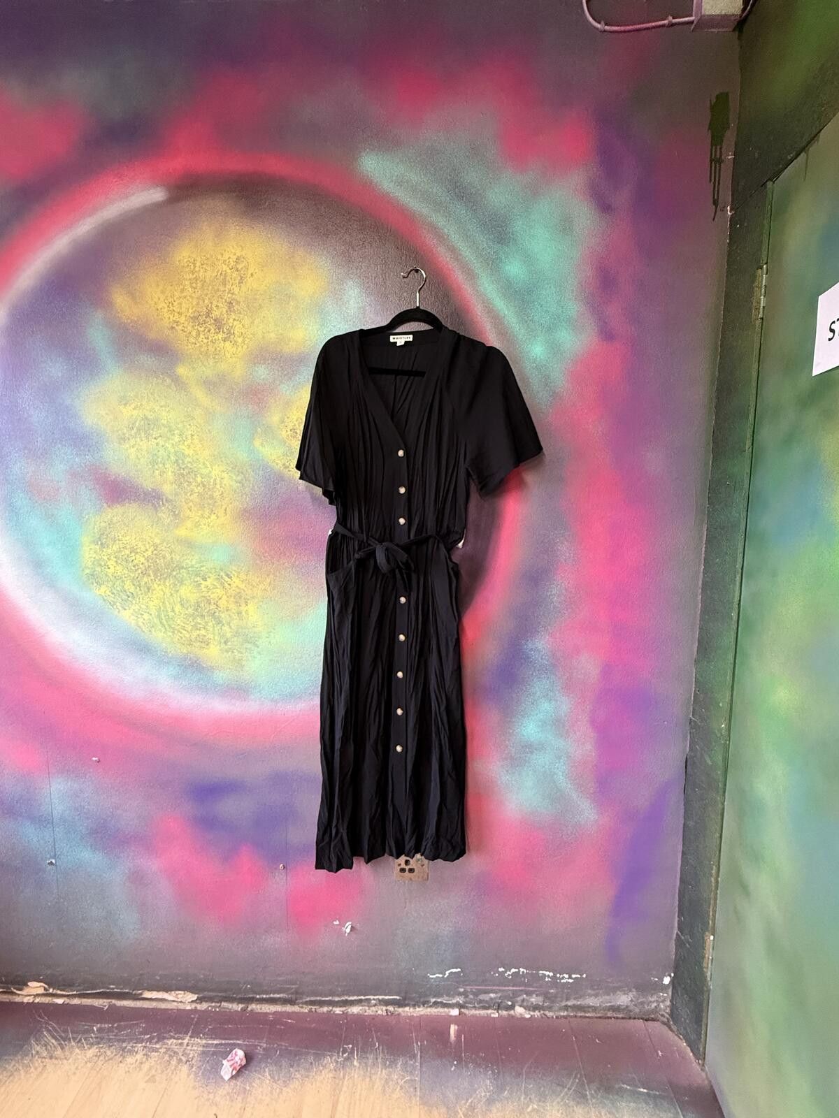 Other Whistles Black Anita Frill Sleeve Midi Dress - Size uk 16 Size XL / US 12-14 / IT 48-50 - 1 Thumbnail