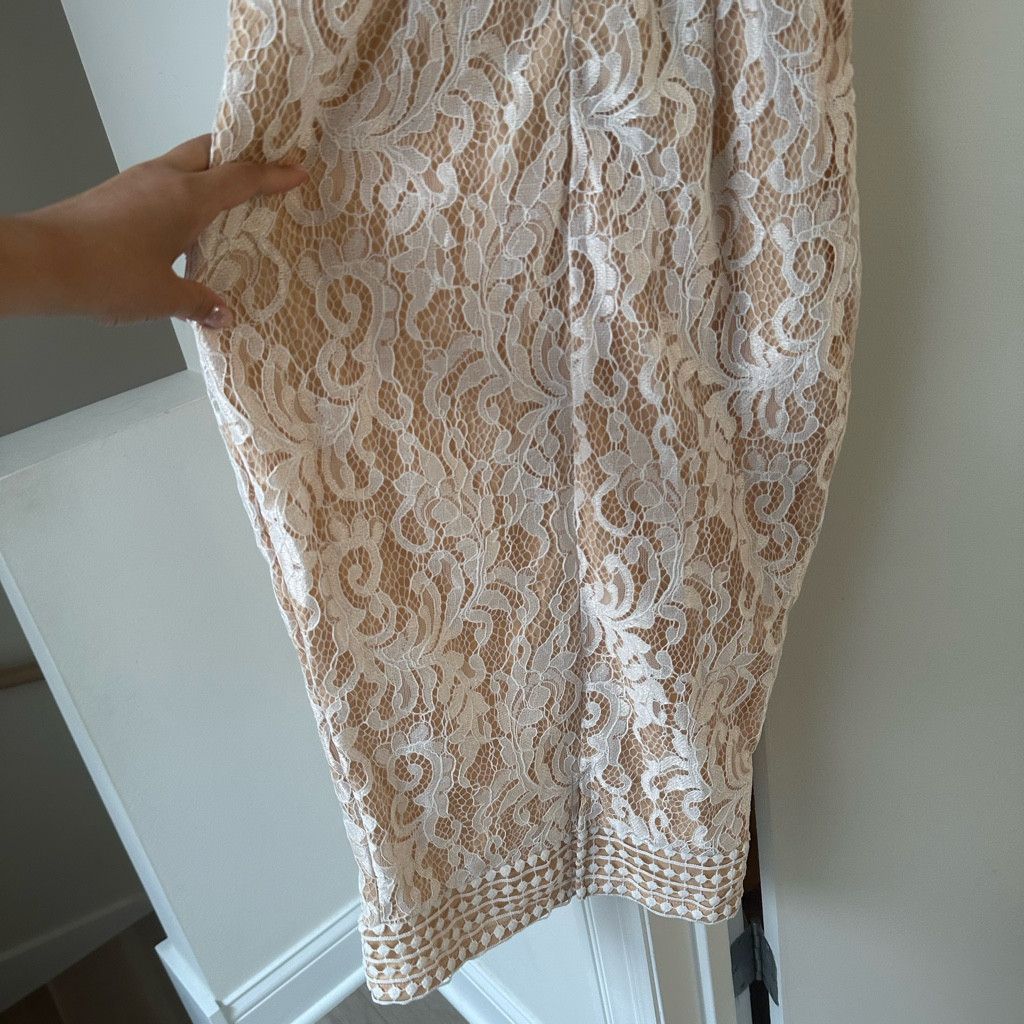 Zara White Lace Halter Bodycon Dress Size S / US 4 / IT 40 - 7 Thumbnail