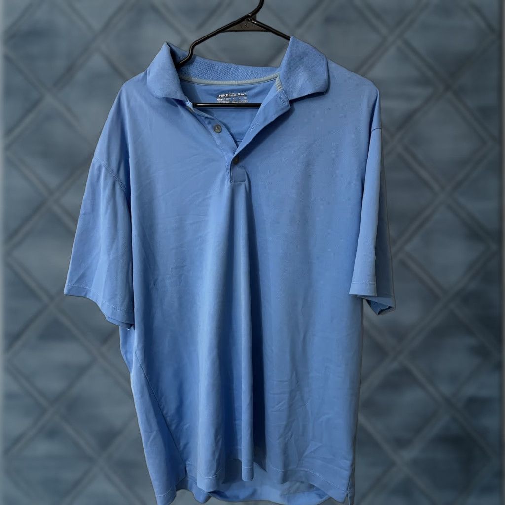 Nike Nike Golf Polo Shirt XL Blue Dri-Fit Short Sleeve Polyester Jersey Solid Embroidered Logo Nike Dri-Fit Men's Polo Golf 90s? (Oops included) Size US XL / EU 56 / 4 - 1 Thumbnail