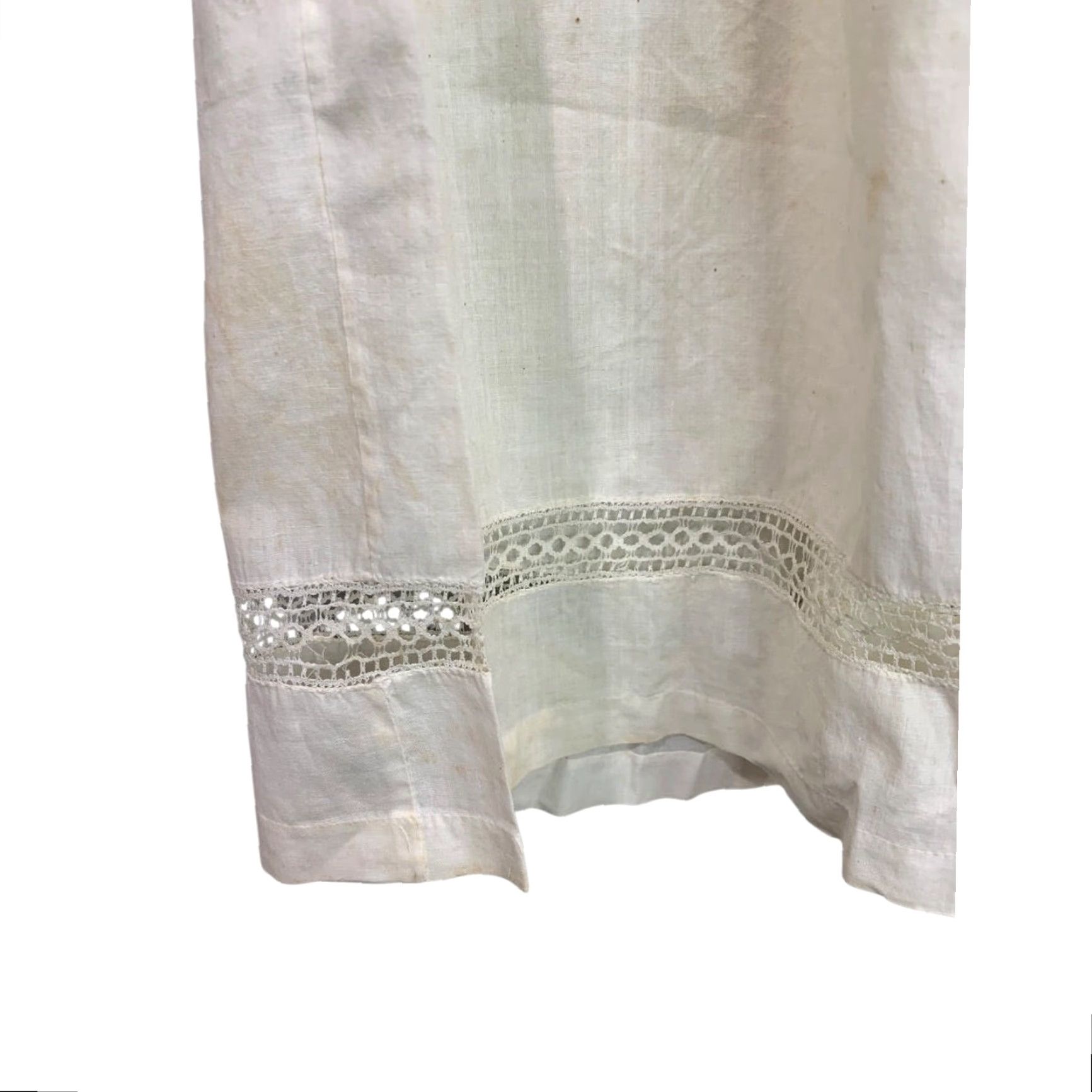 Vintage VINTAGE Victorian Girls Gown Eyelet Embroidery Lace Trim 1800s White Dress Girls Size ONE SIZE - 3 Thumbnail