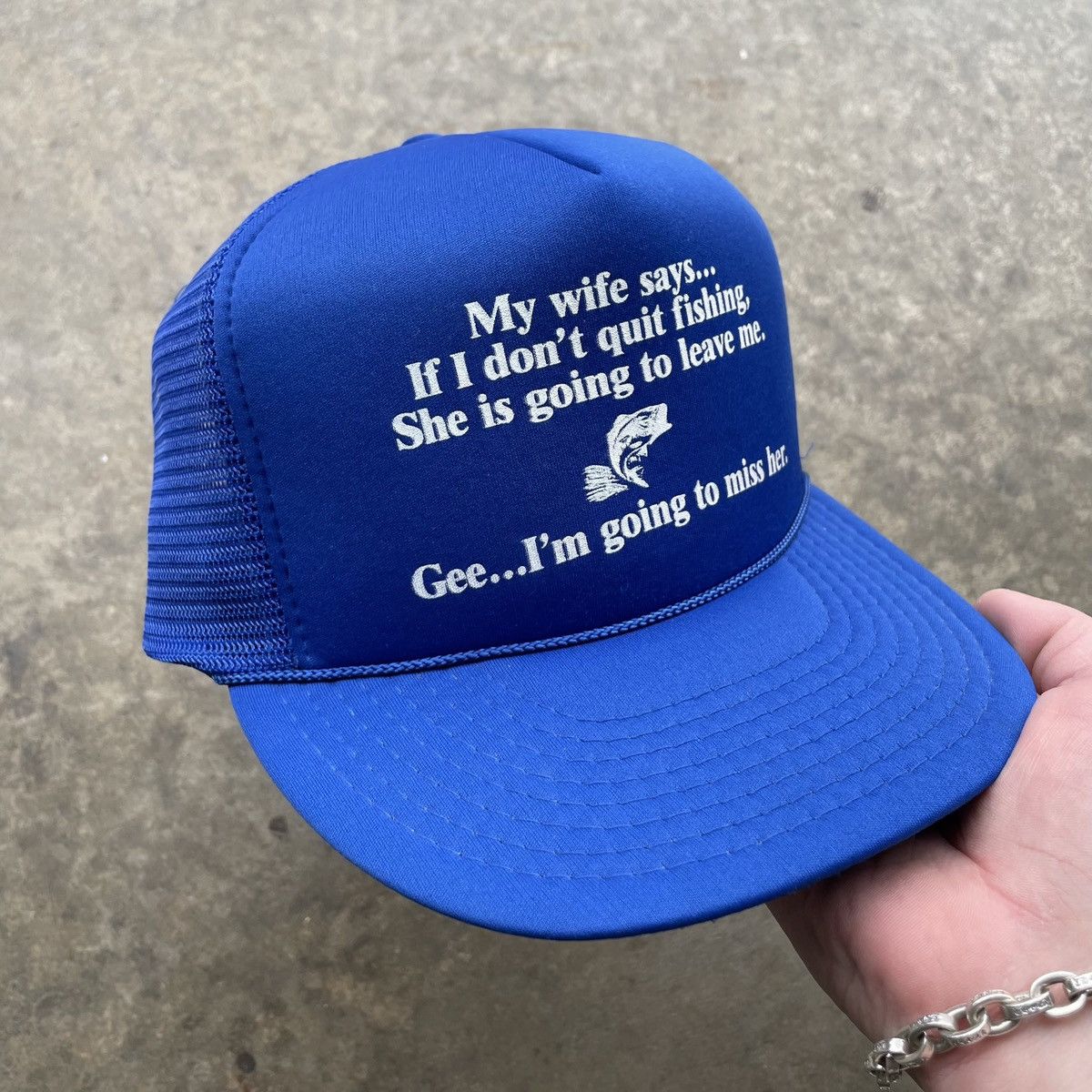 Vintage Vintage Funny Fishing Saying SnapBack Trucker Hat 90s Humor Size ONE SIZE - 1 Thumbnail