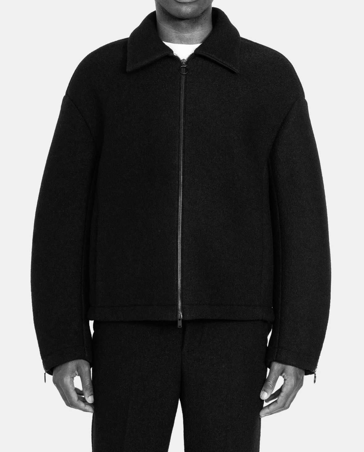 image of Trussardi Boucle Bonded Scuba Wool Jacket in Black, Men's (Size Medium)