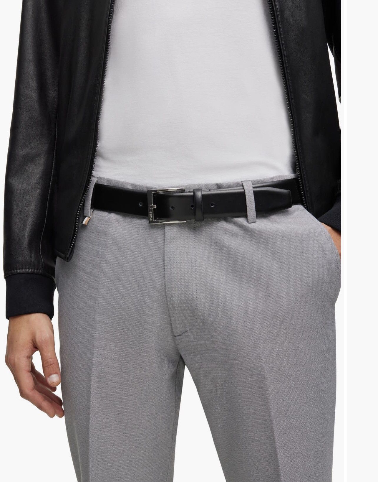 Hugo Boss Hugo boss black leather belt men’s 38 new Size 38 - 2 Thumbnail