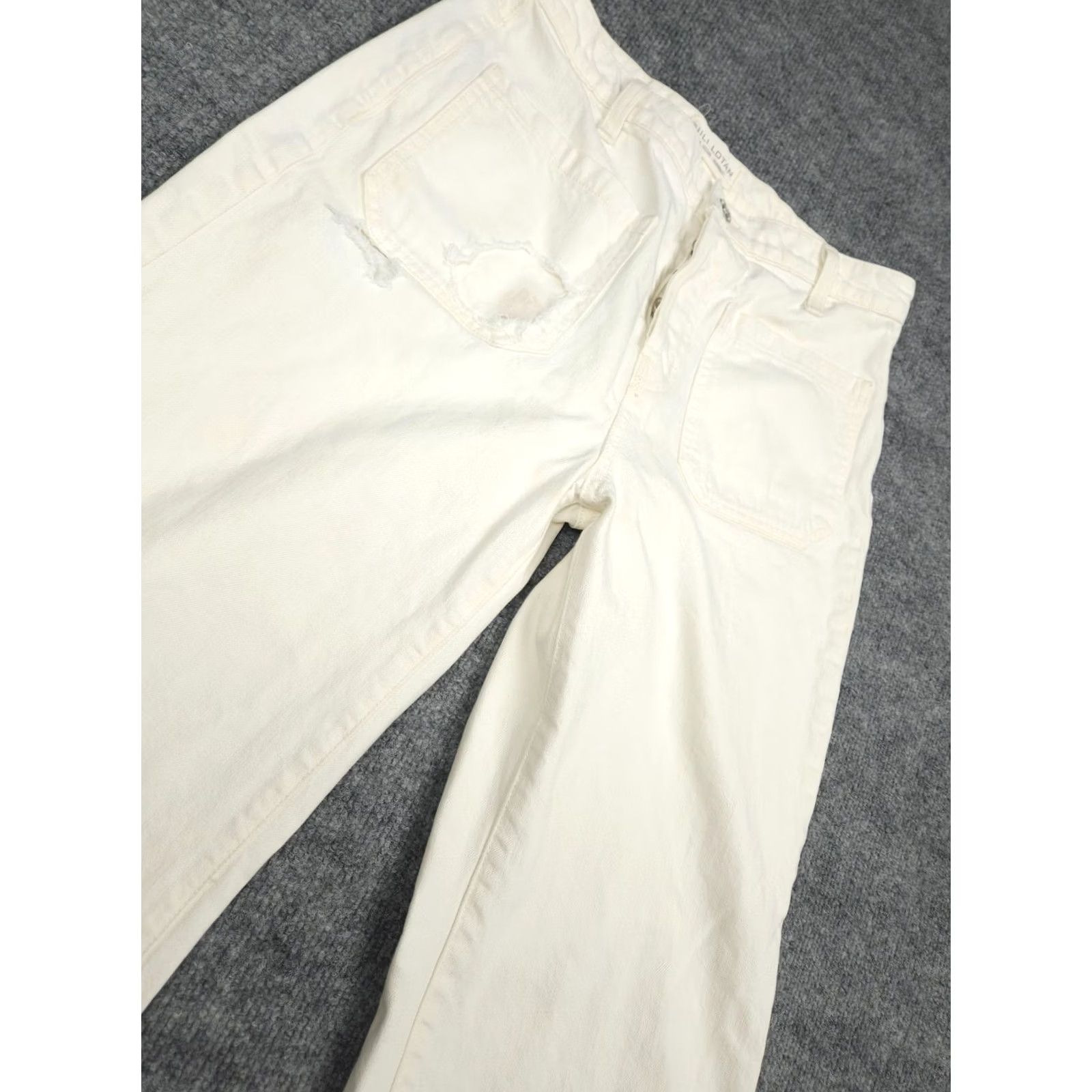 Nili Lotan Nili Lotan FLORENCE Flare Jeans Women's 29 White Ivory Distressed Stained Size 29" - 3 Thumbnail