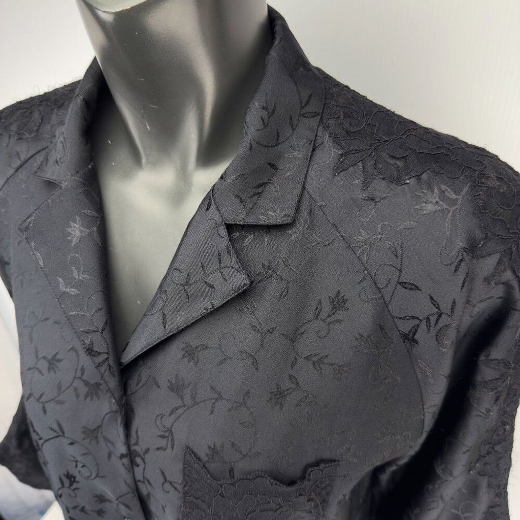 Other VOGUE Dessous VTG Jacquard Long Sleeve Black Pajama Set Sz M Size ONE SIZE - 12 Thumbnail