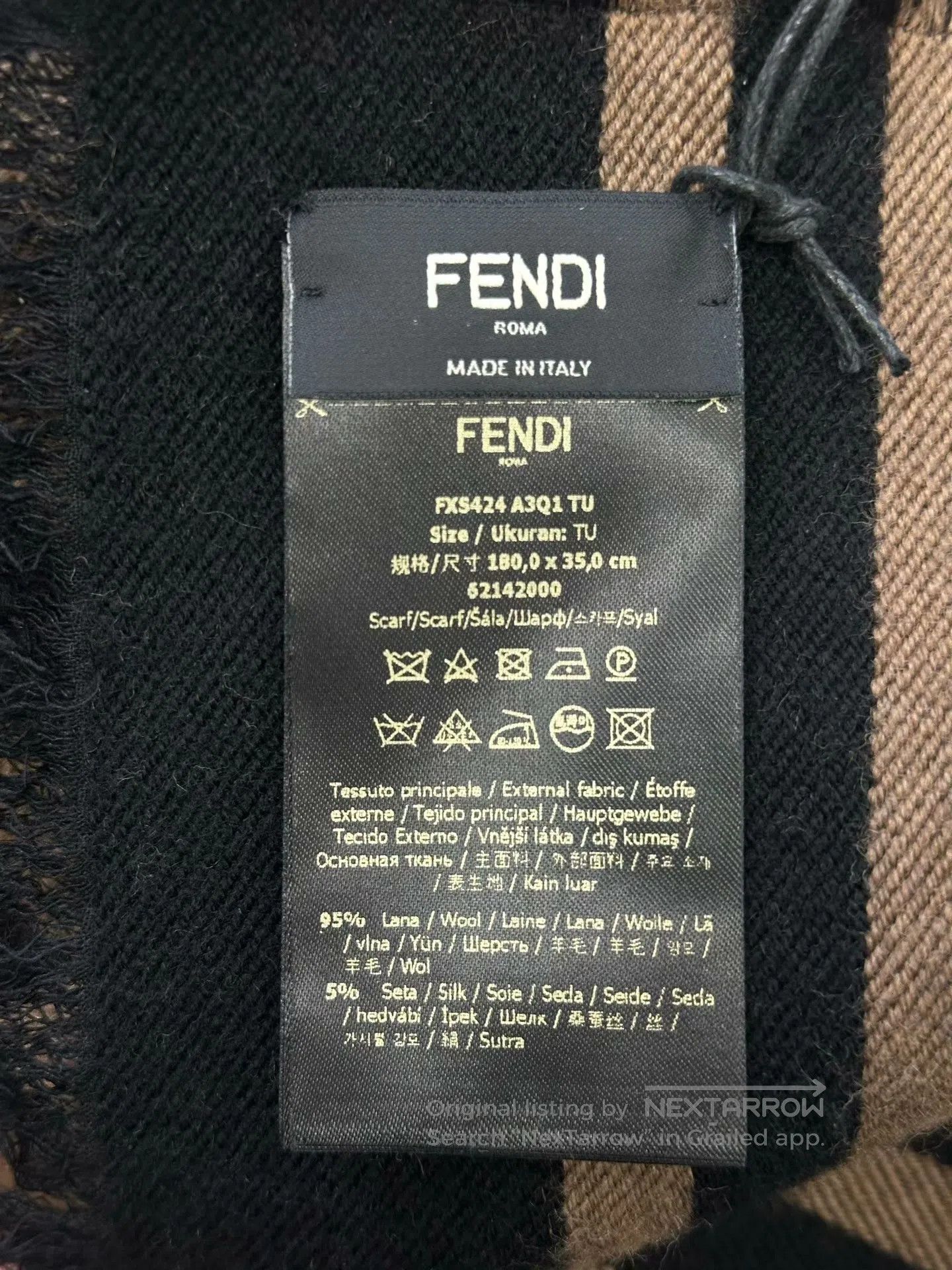 Fendi FENDI Classic Brown Monogrammed Old Logo Scarf| Size ONE SIZE - 4 Thumbnail