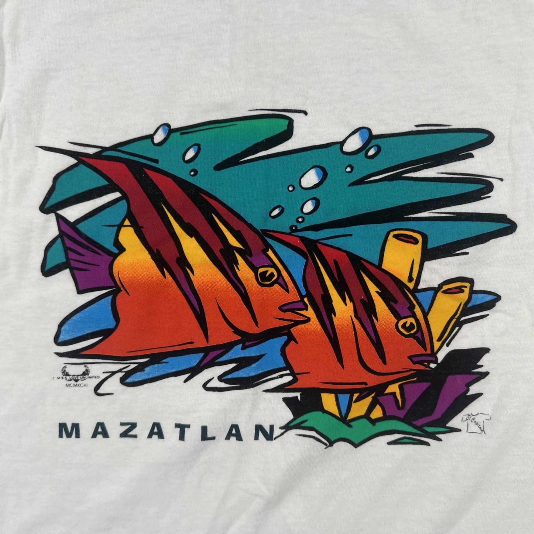 Vintage VINTAGE El Capitan T-Shirt Mens Cotton 90s Mazatlan Mexico White Short Sleeve Crew Neck Large Fun Beach Fish Art Holiday EUC Size US L / EU 52-54 / 3 - 6 Thumbnail