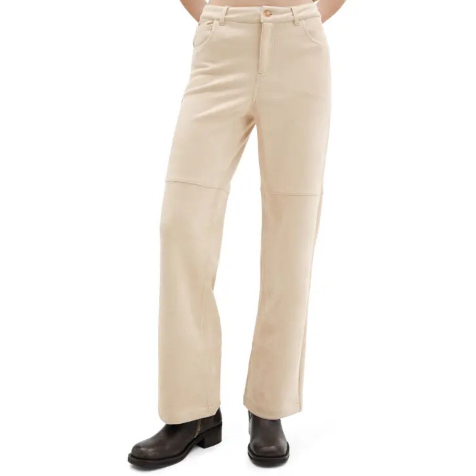 Mango Mango - High Waist Straight Leg Faux Leather / cream / Sz 6 Size 28" / US 6 / IT 42 - 1 Thumbnail