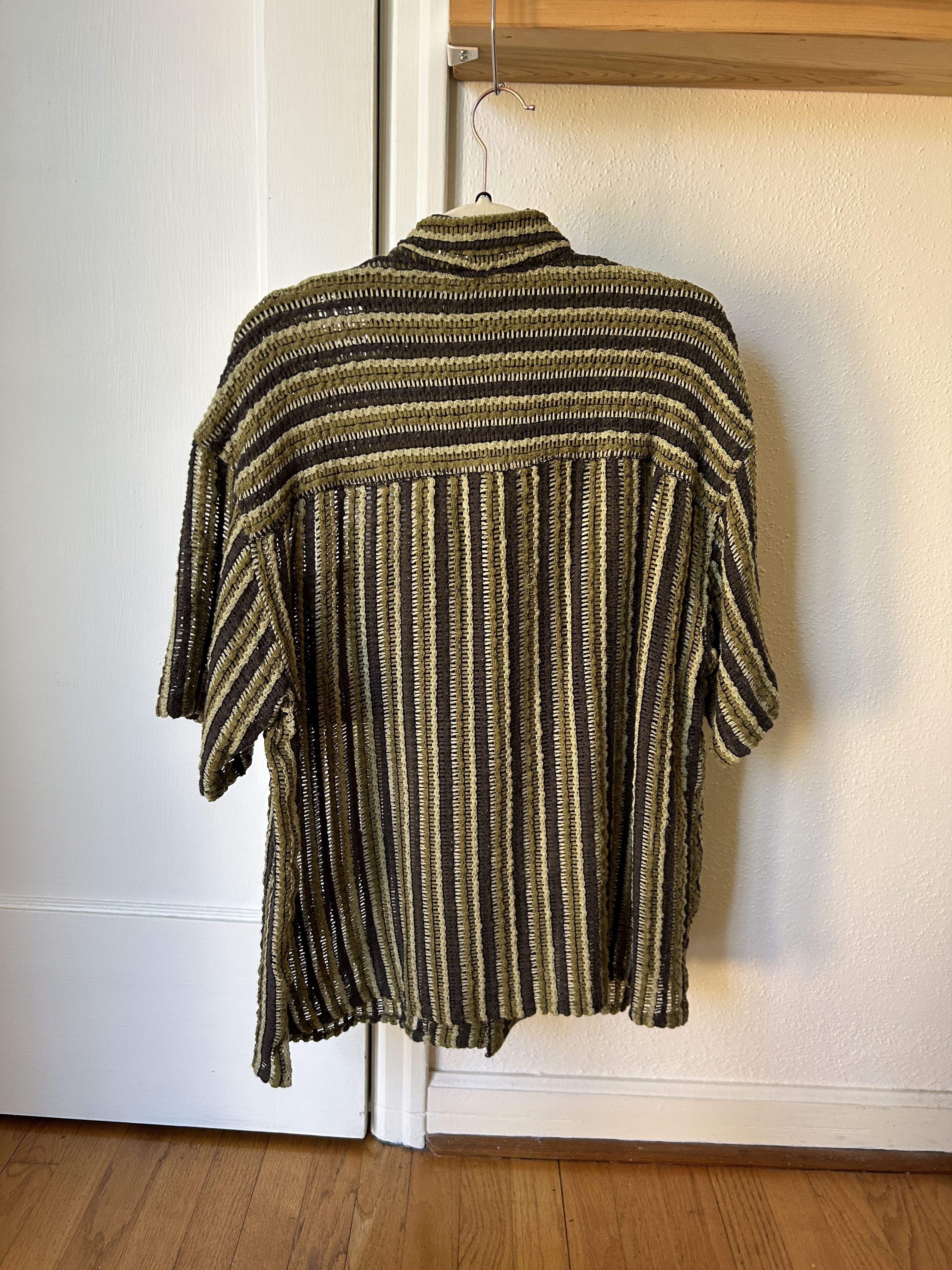 Andersson Bell Sheer Knit Open Collar Shirt atb844m (GREEN) Size US XL / EU 56 / 4 - 5 Thumbnail