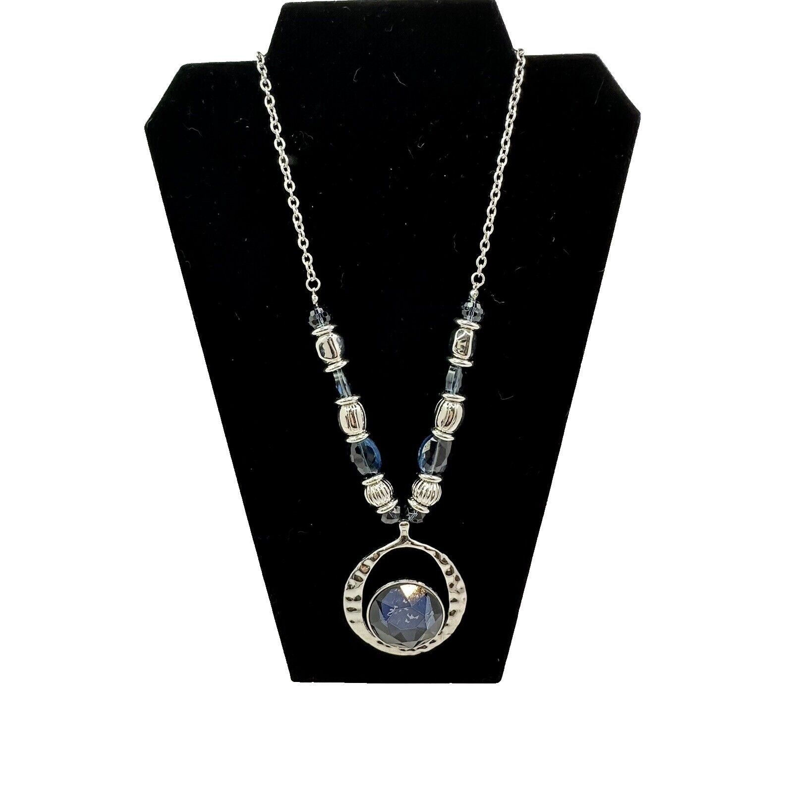 Other C 1946 Signed VTG Statement Necklace SilverChain Cobalt Blue Size ONE SIZE - 4 Thumbnail