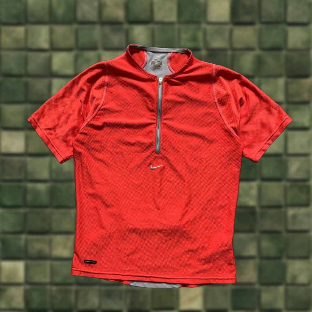 Nike Nike 2000’s Cycling Running Jersey Shirt 1/2 ZIP Red/Gray M Mens Vintage Embroidered Logo Shirt Size US M / EU 48-50 / 2 - 1 Thumbnail
