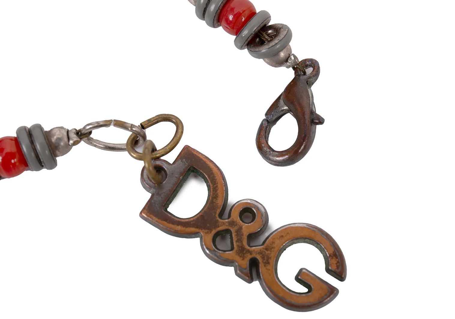 Dolce & Gabbana Beaded Design Logo Necklace in Silver and Red Size ONE SIZE - 9 Thumbnail