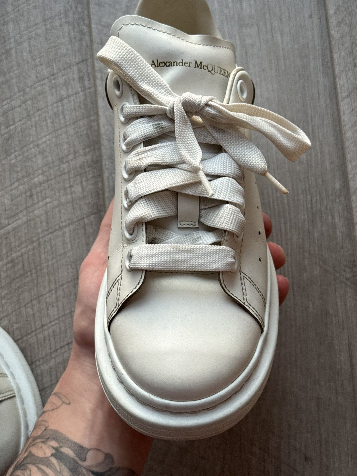 Alexander McQueen Alexander McQueen Oversized Leather White Sneakers Size US 7.5 / EU 40-41 - 11 Thumbnail