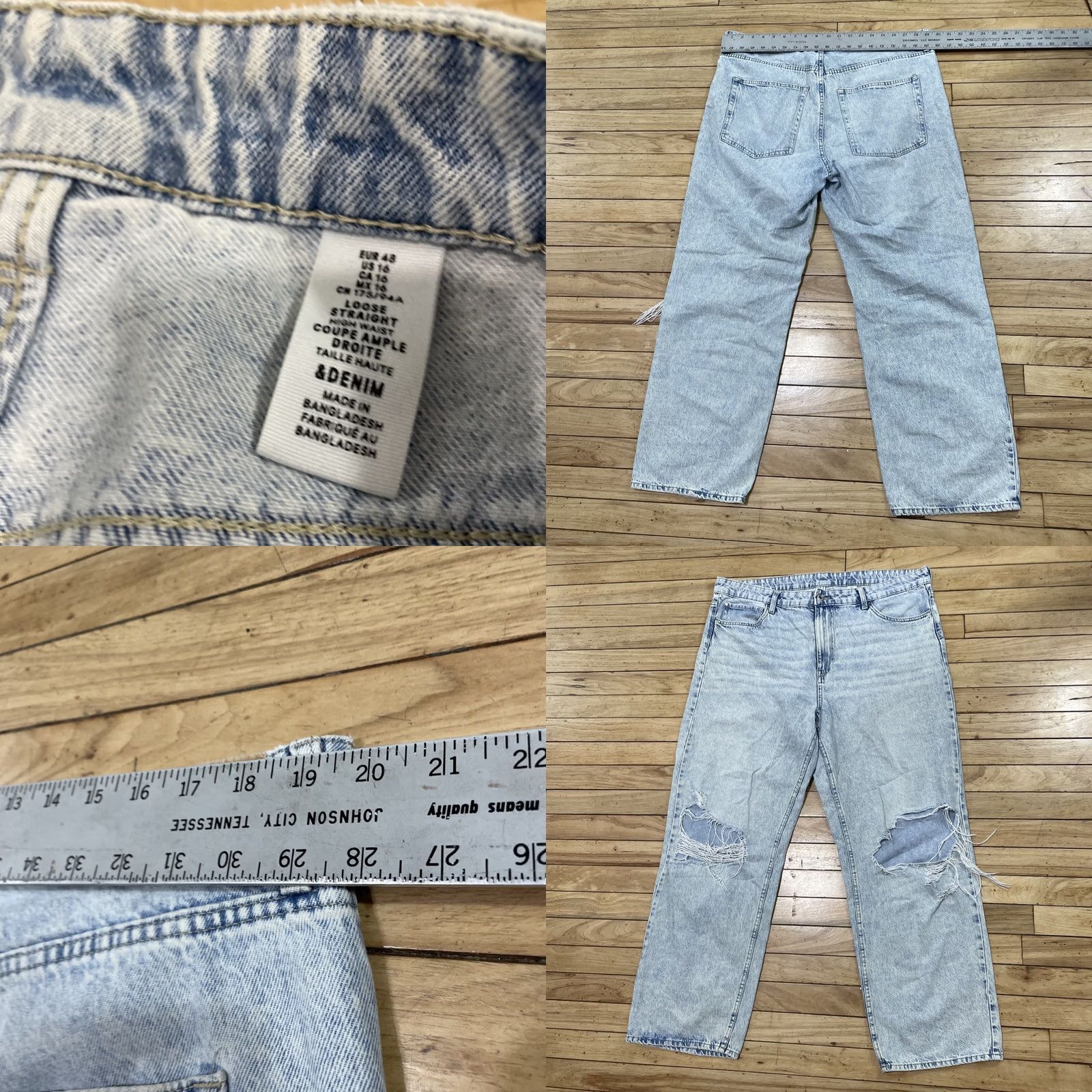 Denime &Denim Jeans Women 16 Y2k Distressed High Waist Loose Straight Light Blue 38x29 Jeans Size 38" / US 16 / IT 52 - 8 Thumbnail