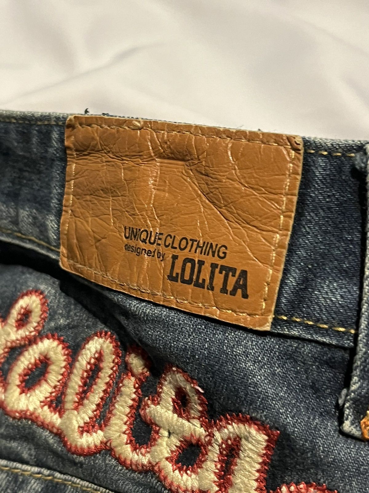 Jean LOLITA JEANS JAPAN WIDE LEG MUDWASH BAGGY DENIM EMBROIDERED Size 29" - 12 Thumbnail