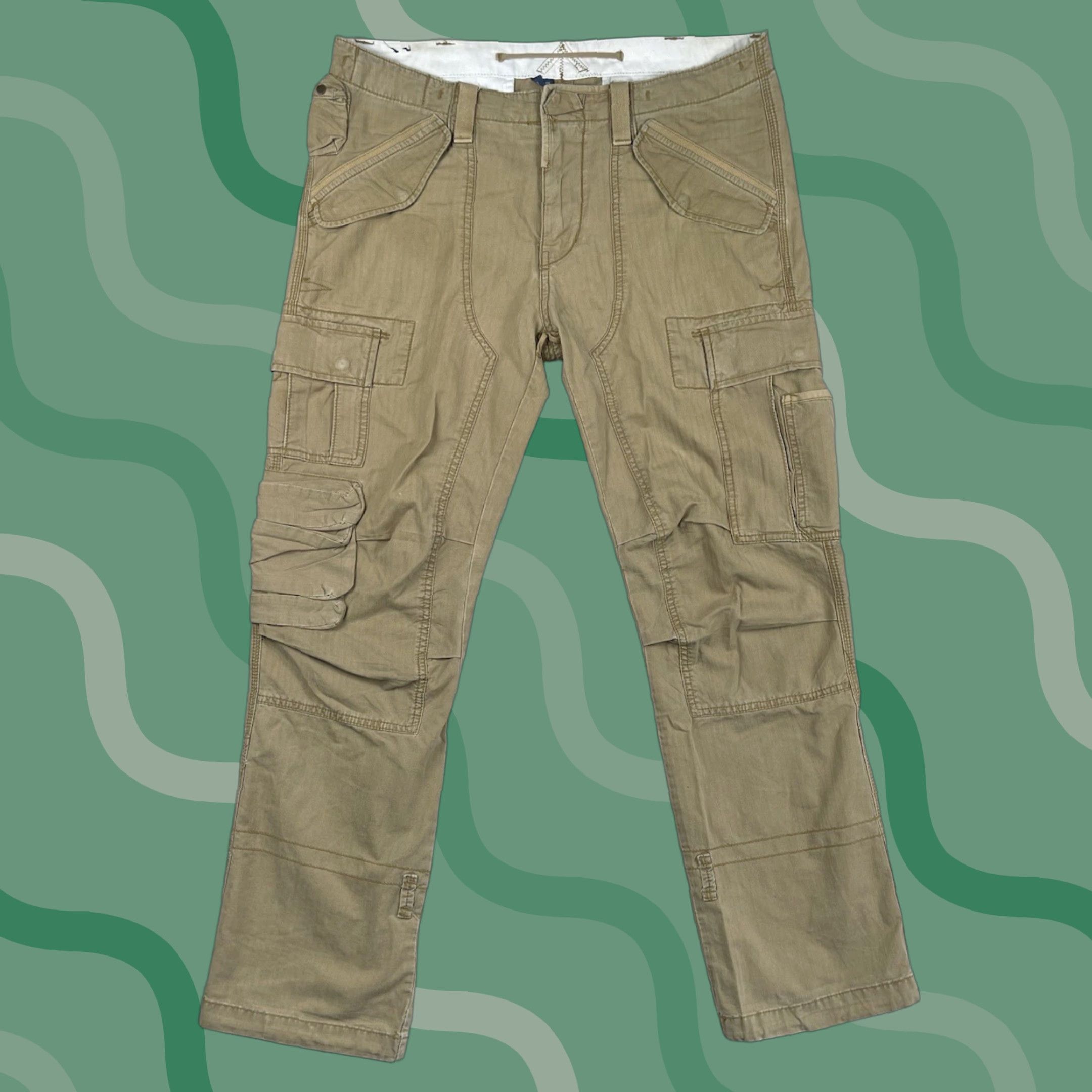 Polo Ralph Lauren VINTAGE Polo Ralph Lauren Military Cargo Pants 33x32 Striped Brown Paratrooper Utility Americana Mens Size US XS / EU 42 / 0 - 1 Thumbnail