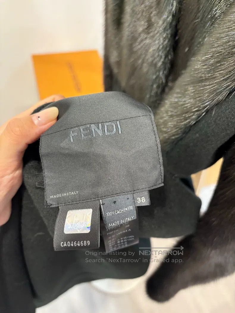 Fendi Fendi High-End Fur-Trimmed Moss Green Cashmere Coat Size XS / US 0-2 / IT 36-38 - 5 Thumbnail
