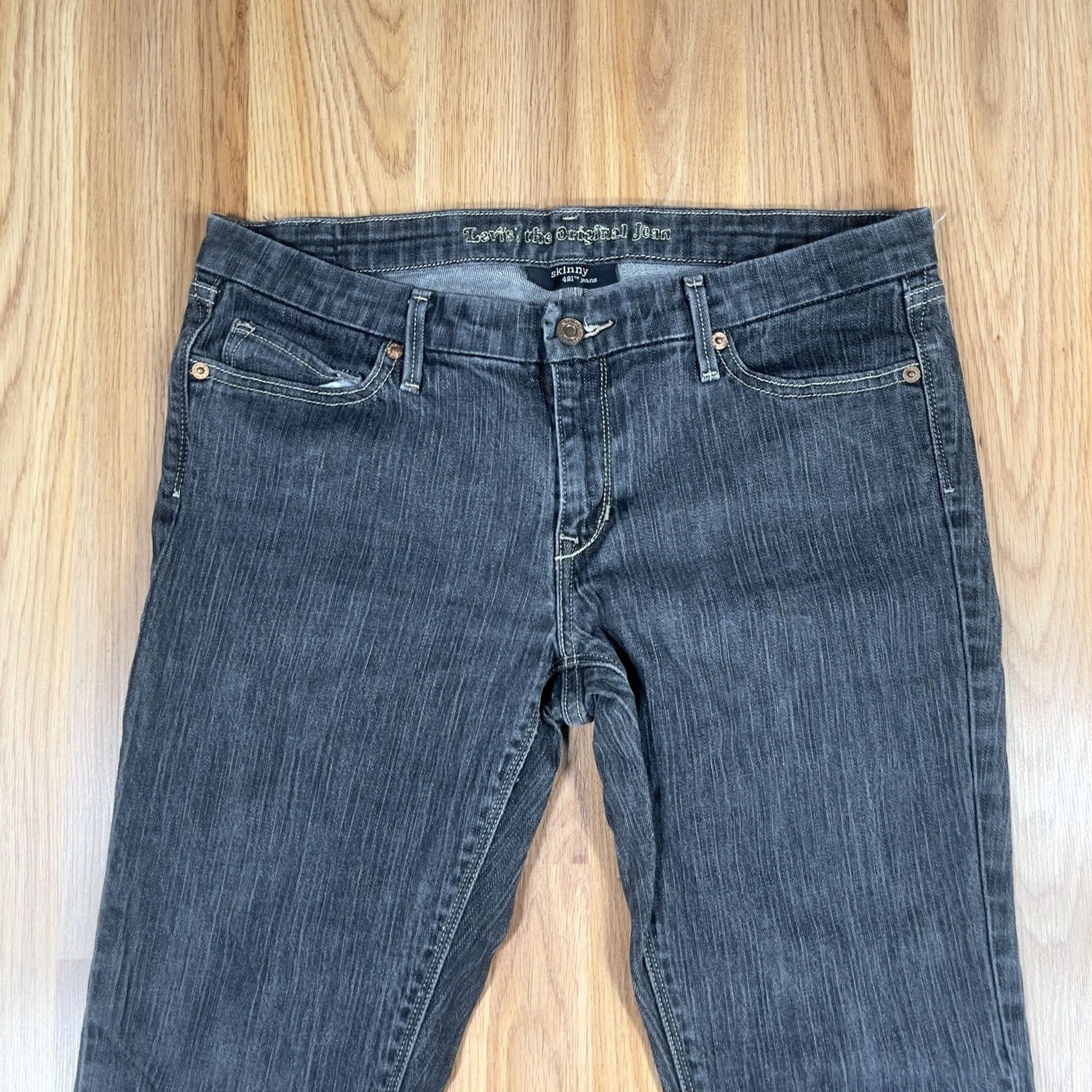 Levi's Levi's Jeans Womens 13M 421 Skinny Stretch Black Denim MidRise The Original Jean Size 34" / US 12 / IT 48 - 2 Thumbnail