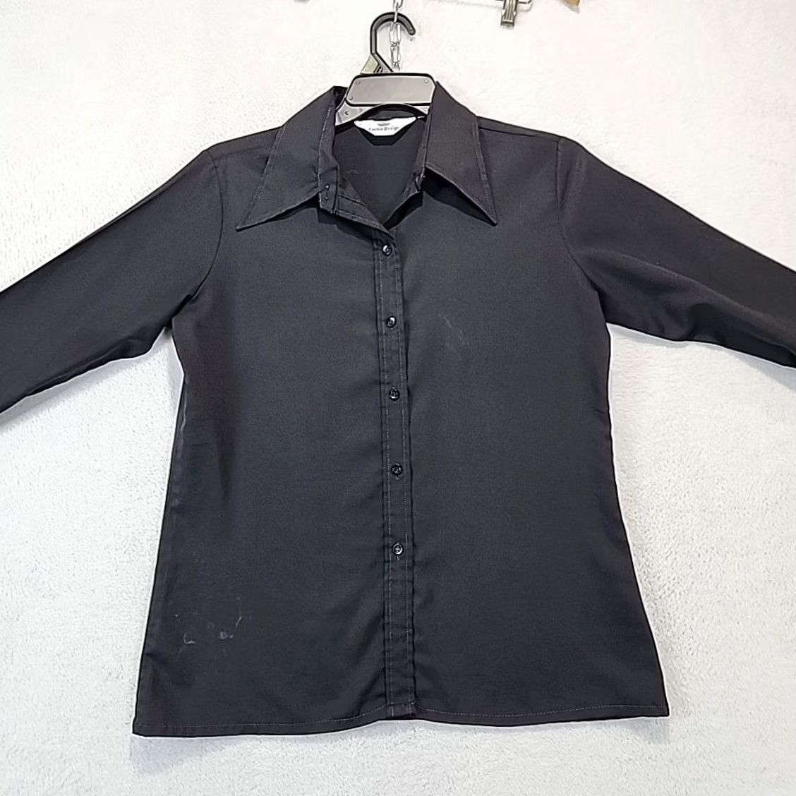 Vintage VINTAGE Custom Design Dress Shirt Women's L Black Point Collar Long Sleeve Button Front Disbo Retro (70s, Hippie, Disco) Womens Size L / US 10 / IT 46 - 4 Thumbnail