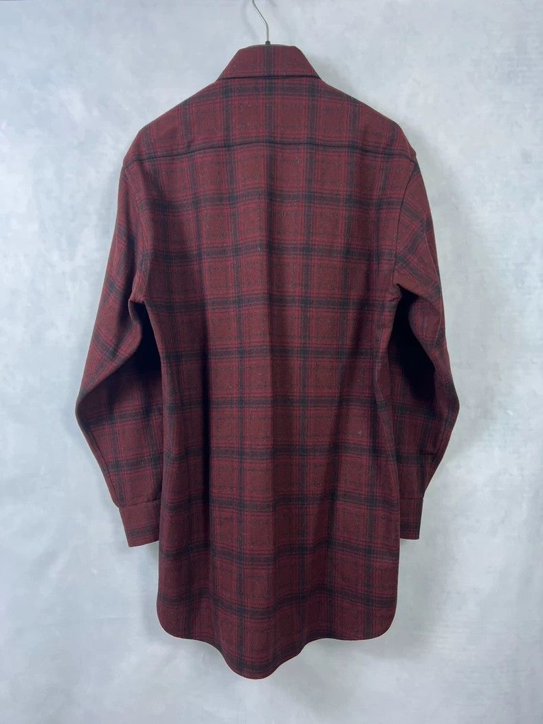 Yves Saint Laurent Saint Laurent size 39 14fw Burgundy Plaid Wool Shirt 2503-N Size US M / EU 48-50 / 2 - 2 Thumbnail