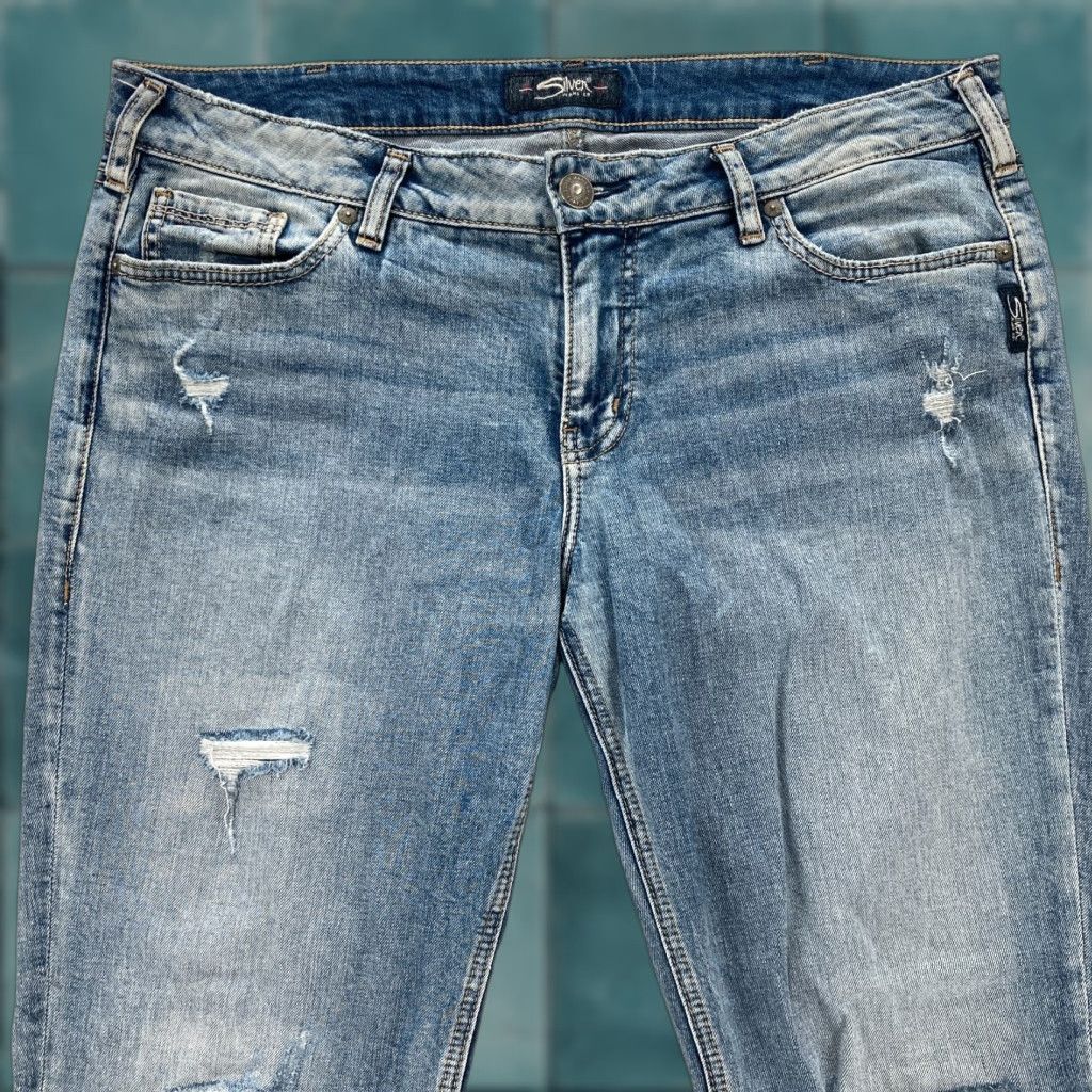 Silver Jeans Co. Silver Jeans Suki Slim Ankle Jeans Womens Light Blue Distressed 34x27 Stretch Denim Cotton Spandex 5-Pocket Logo Cowboy Grunge Rock Mens? Womens Size 24" / US 00 / IT 34 - 1 Thumbnail