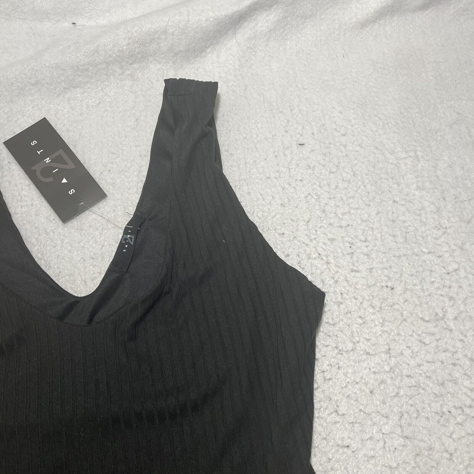 Other 21 Saints Large Black V-Neck One Piece Bodysuit Ribbed Size L / US 10 / IT 46 - 3 Thumbnail