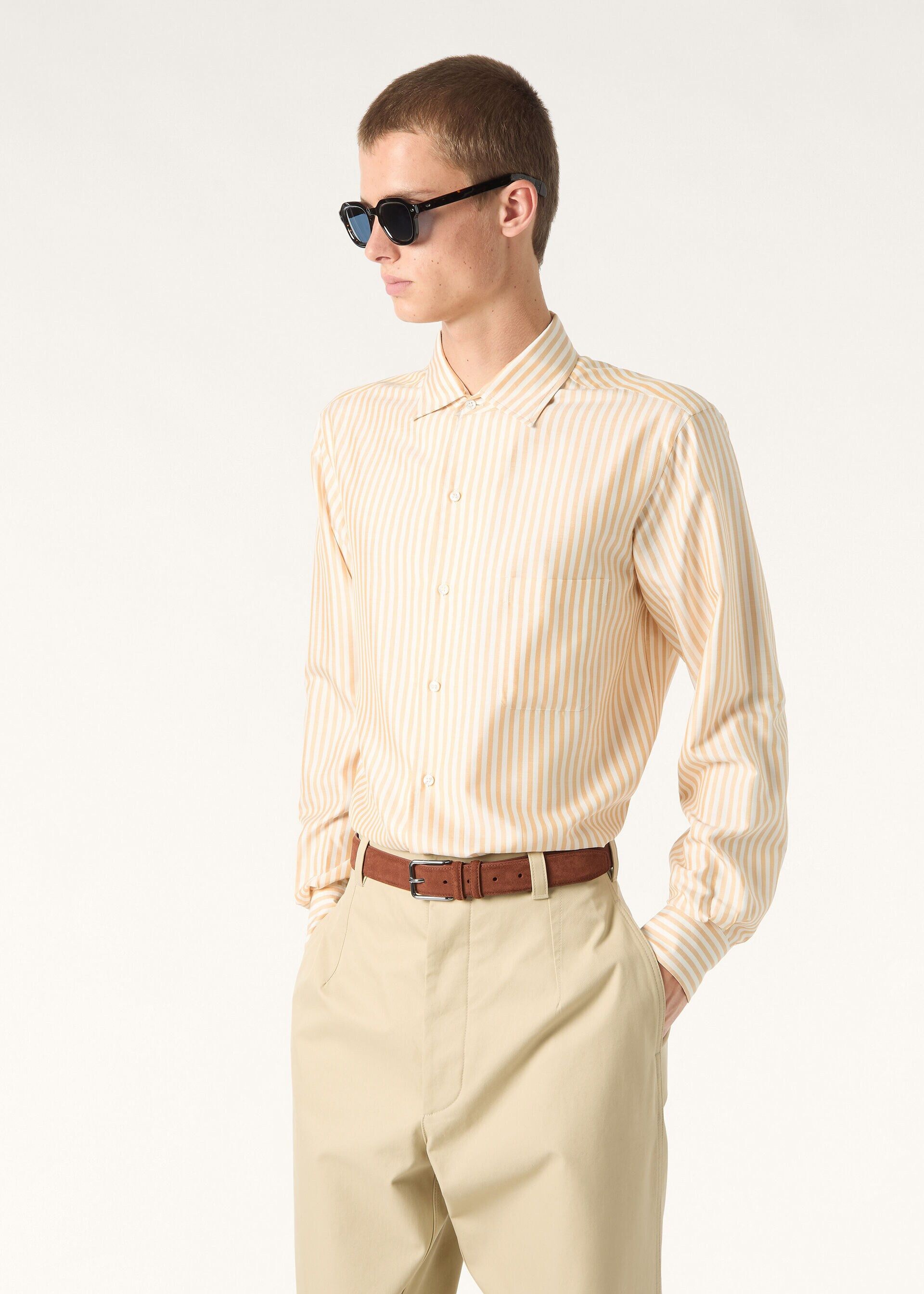 Loro Piana os11x0326 FAQ9950 André Shirt in Ivory/Peach Stripes Size US XL / EU 56 / 4 - 4 Thumbnail