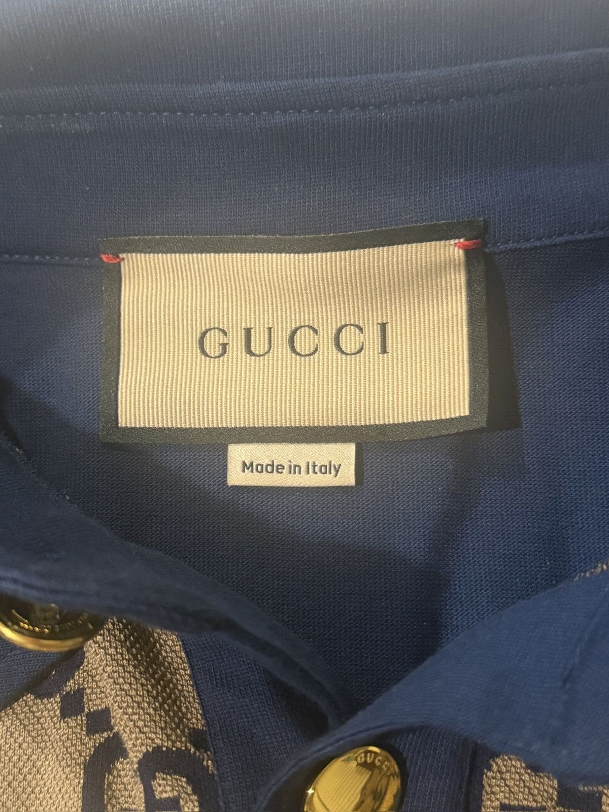 Gucci Gucci GG Monogram Polo Shirt Navy Blue Silk Blend Size Large Size US L / EU 52-54 / 3 - 5 Thumbnail