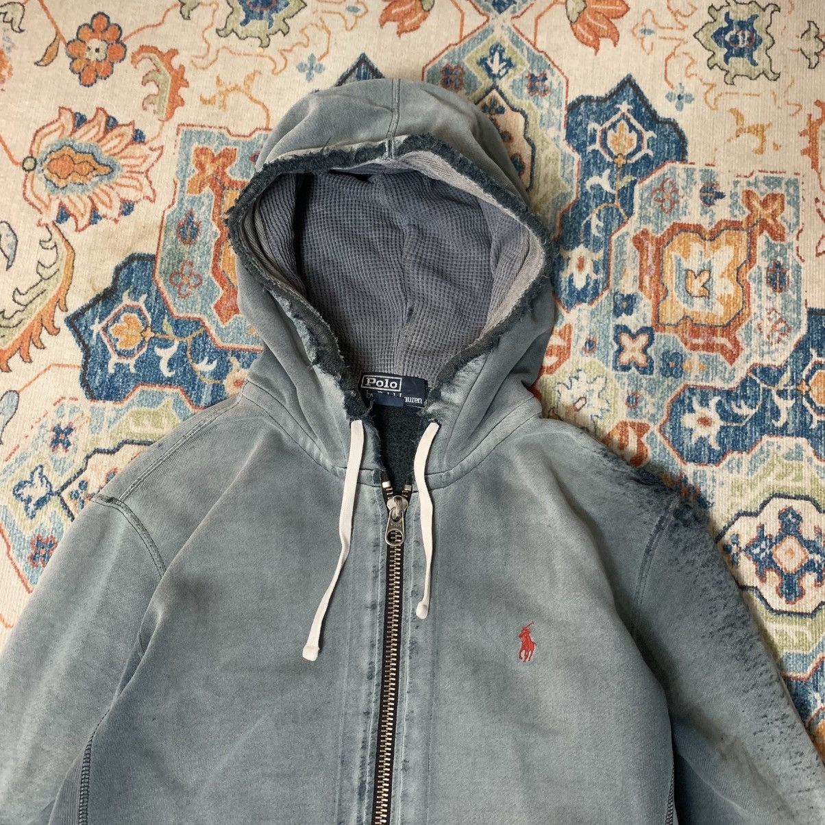 Vintage vintage thrashed thermal zip hoodie Size US M / EU 48-50 / 2 - 5 Thumbnail