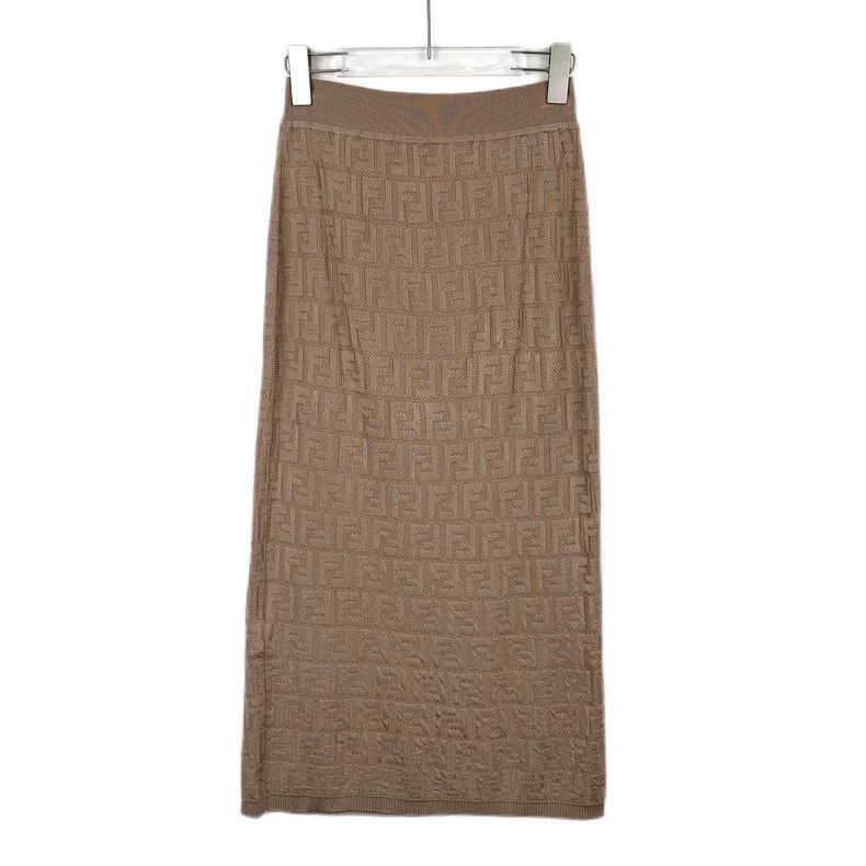 Fendi FENDI Beige flower patterned cotton knitted straight skirt Size 25" / US 0 / IT 36 - 2 Thumbnail