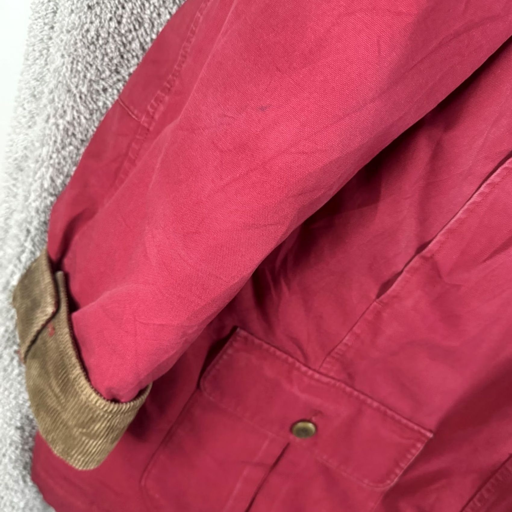 Vintage L.L. Bean Coat Womens 2X Red Corduroy Collar Quilted Lined Pockets Canvas Coat Size XXL / US 16-18 / IT 52-54 - 2 Thumbnail