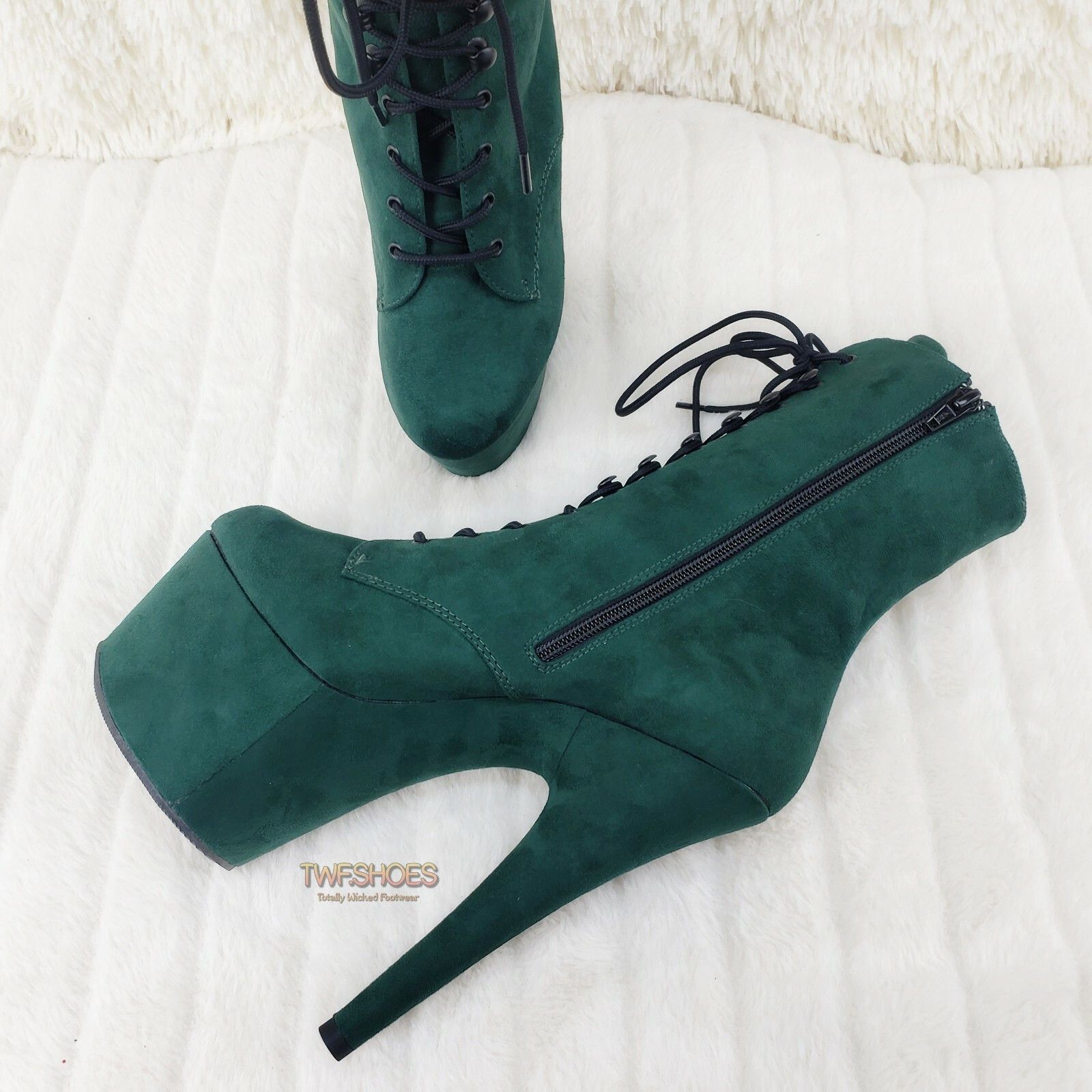 Other Adore 1020FS Emerald Green V-Suede Platform 7" Heel Ankle Bo Size US 12 / IT 42 - 3 Thumbnail