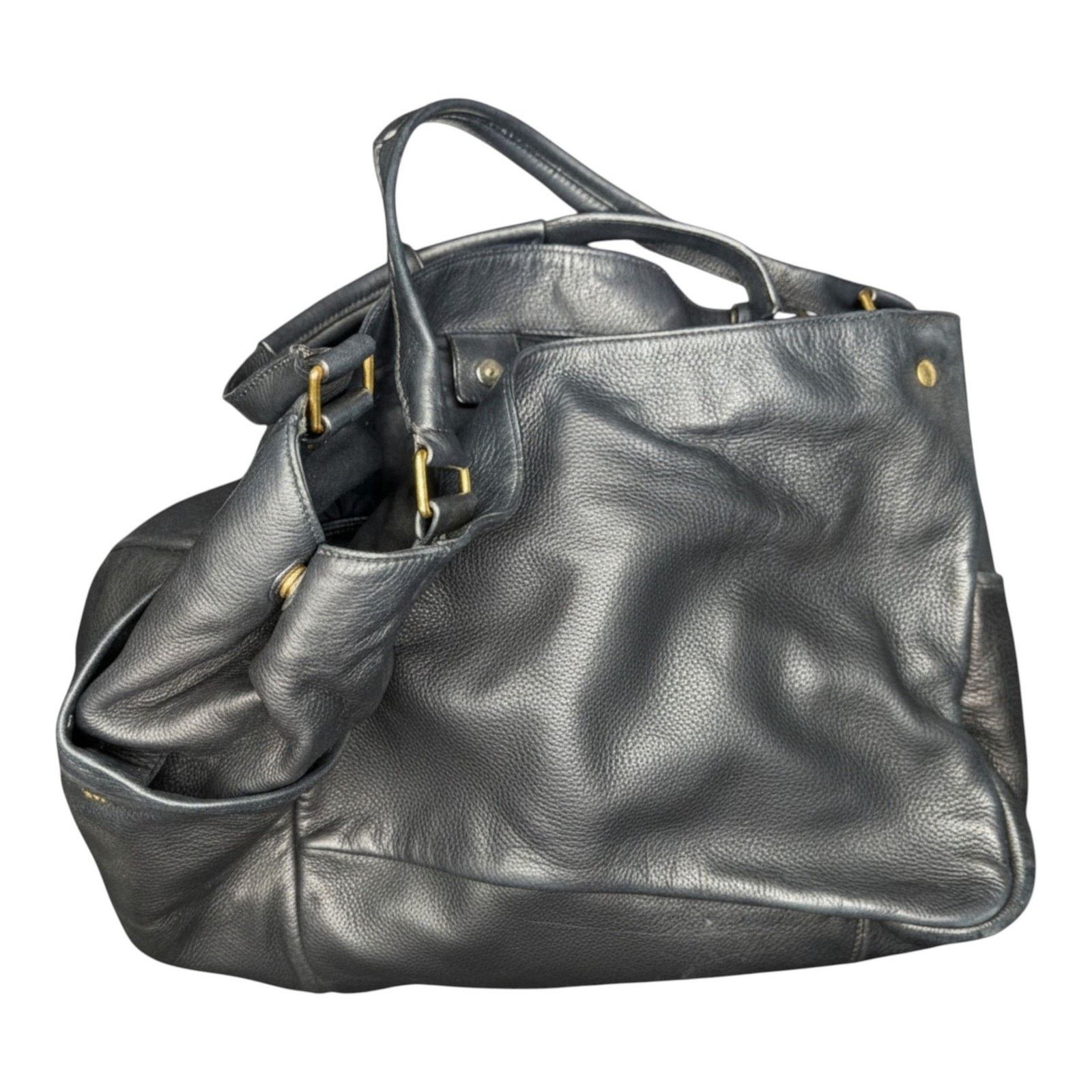 Yves Saint Laurent Yves Saint Laurent Black Textured Leather Downtown Tote Bag Size ONE SIZE - 1 Thumbnail