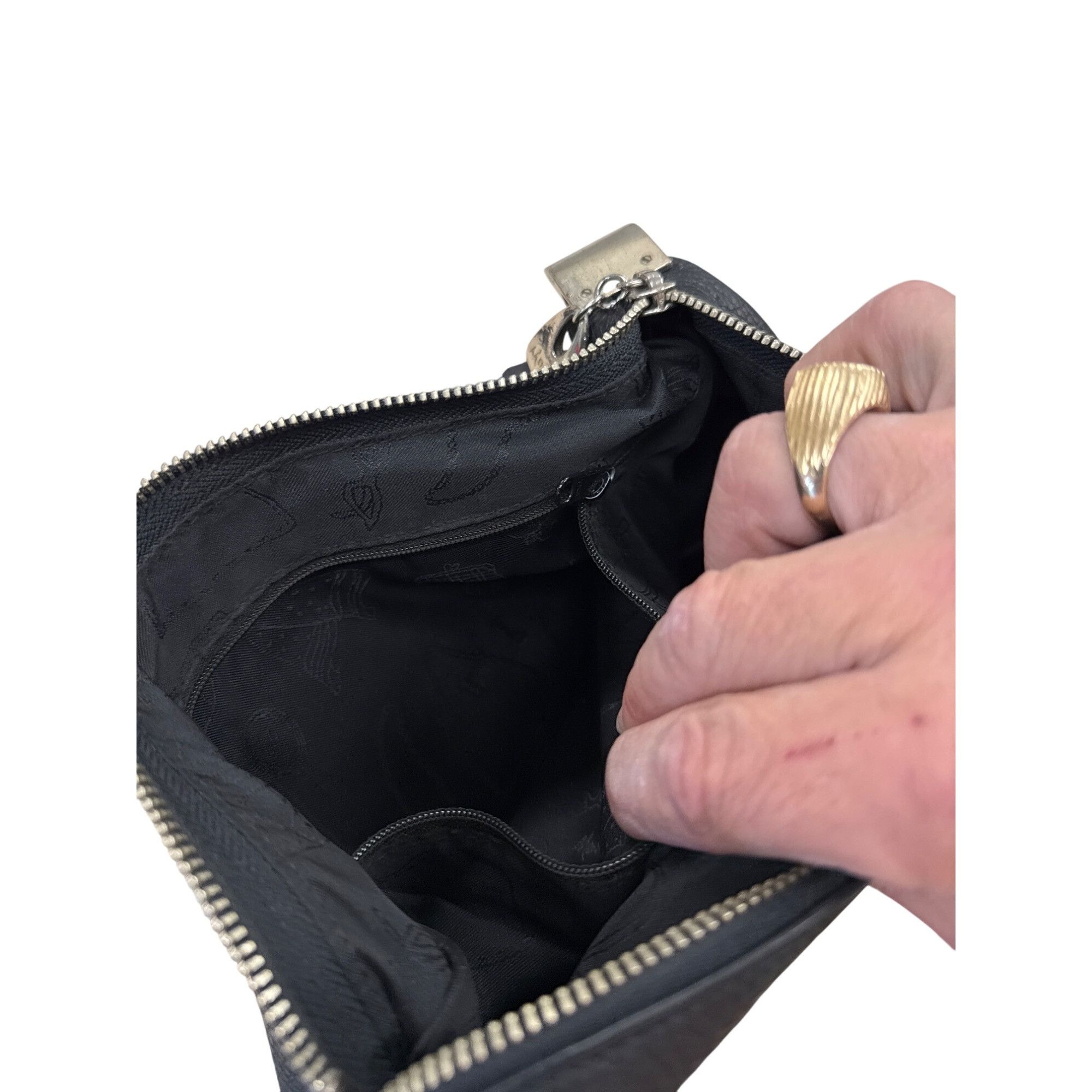 Monet Monet Womens Black Pebbled Leather Shoulder Bag 9x12 Inches Size ONE SIZE - 12 Thumbnail