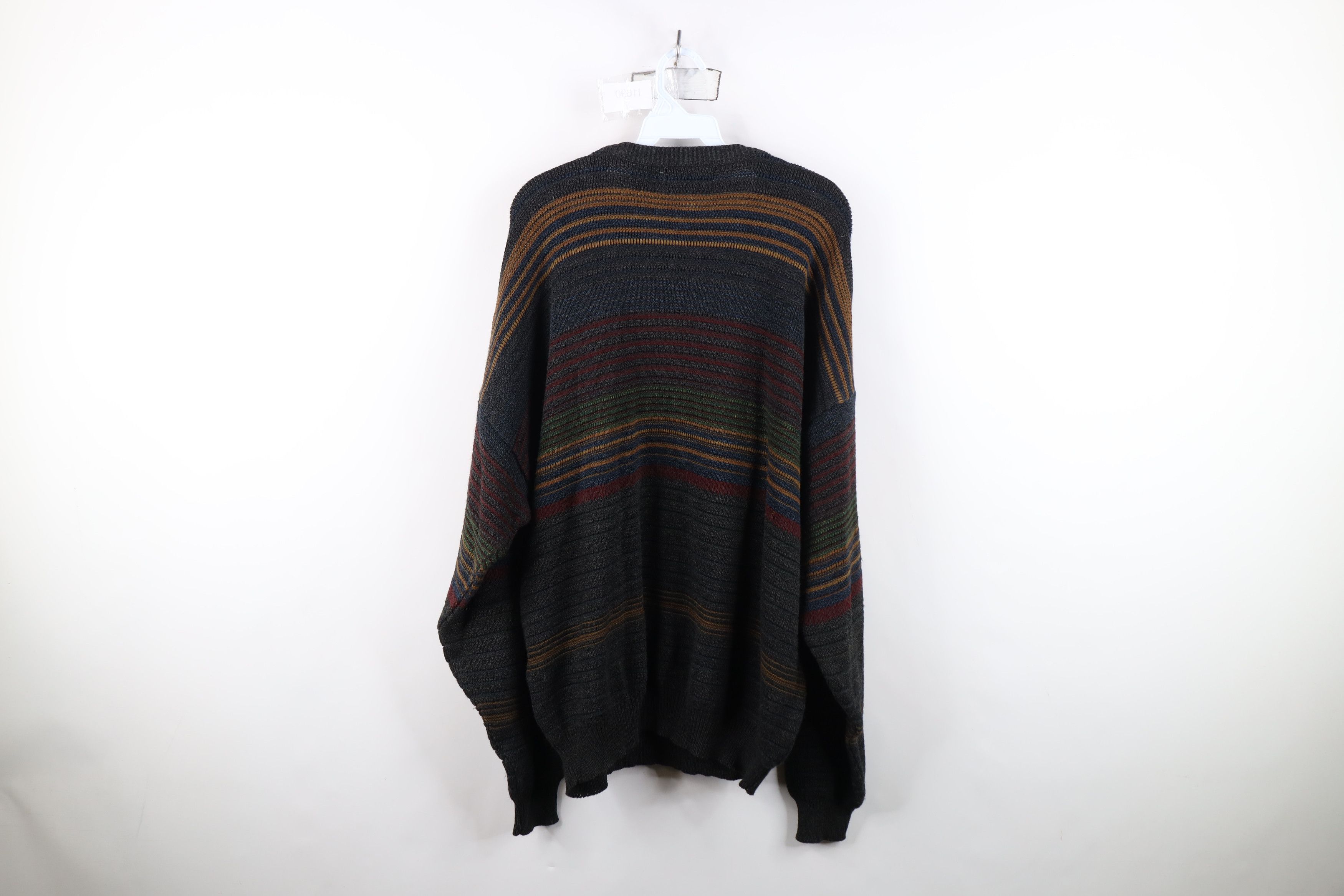 Vintage Vintage 90s Streetwear Striped Ribbed Knit Crewneck Sweater Size US XL / EU 56 / 4 - 9 Thumbnail